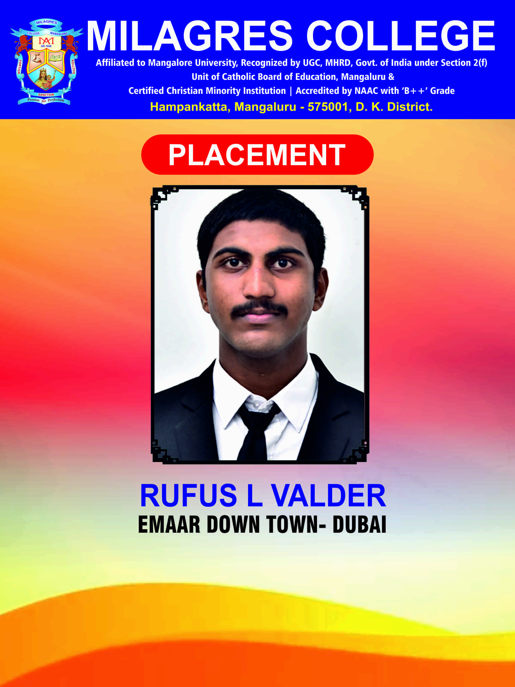 Successfully placed student